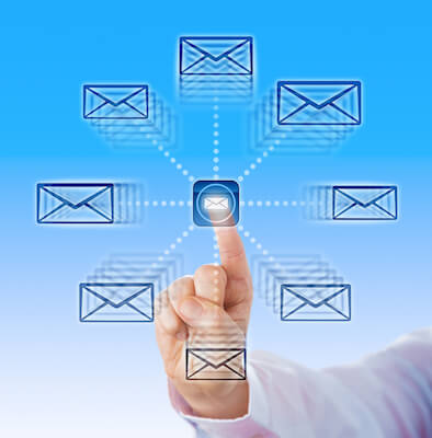Index Finger Sending Email Icons Into Cyber Space